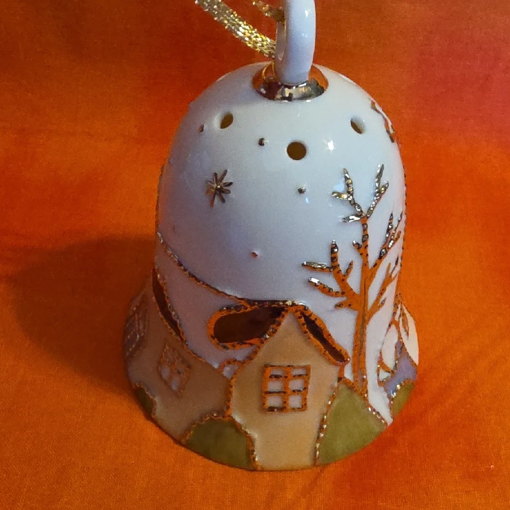 Holiday Ceramic Bell Shaped Scent Ball Ornament